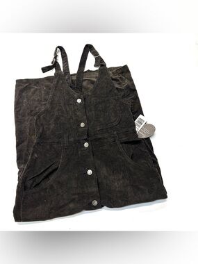 Vintage 90s Lee Dark Brown Corduroy Pinafore Maxi Dress with Tags New Old Stock